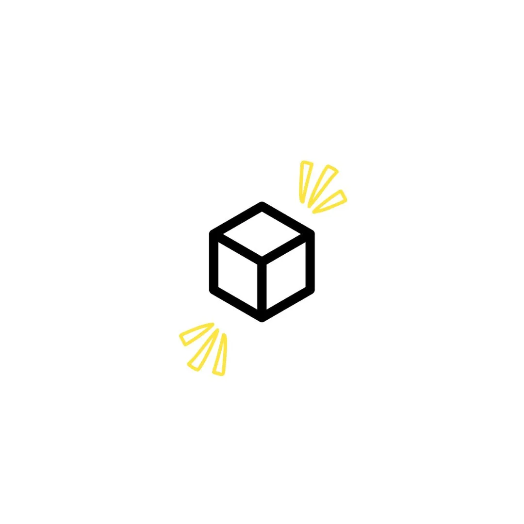 Box with yellow sparkles