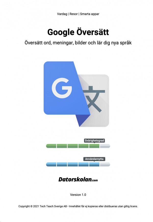 Framsidan av DigiGuiden om Google Translate