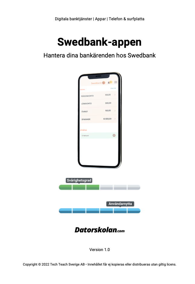 Framsidan av DigiGuiden om Swedbank-appen