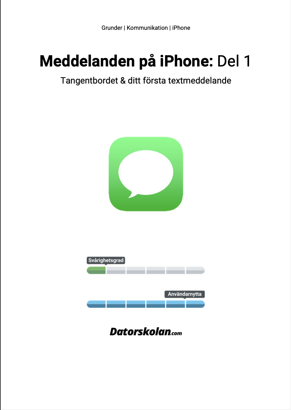 Framsidan av DigiGuiden om meddelanden på iPhone: Del 1
