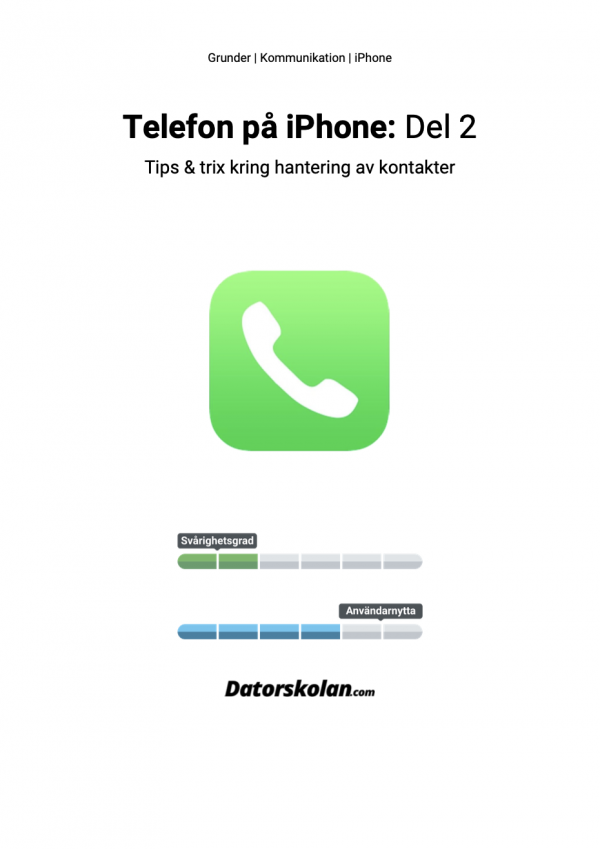 Framsidan av DigiGuiden om telefon på iPhone: Del 2