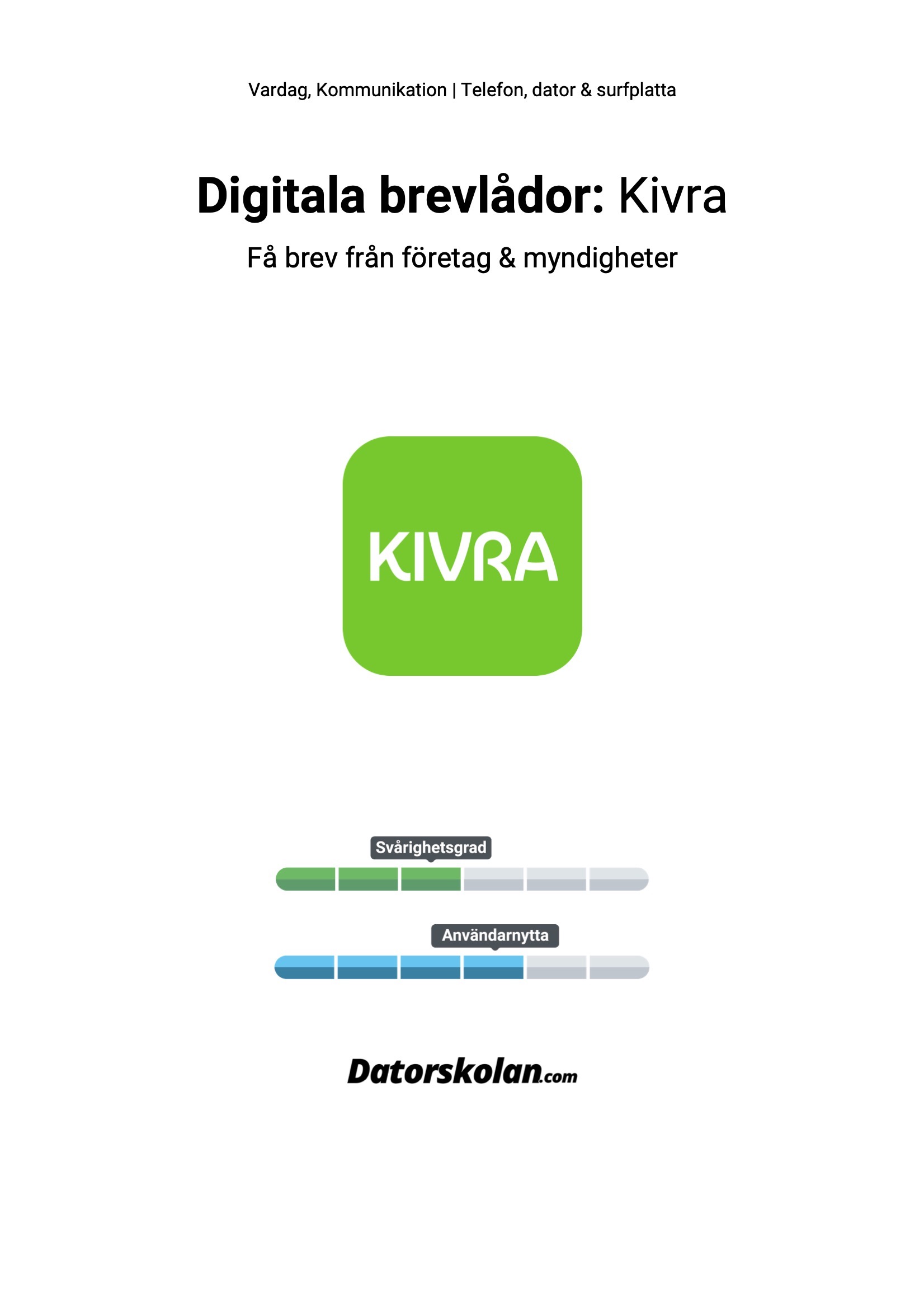Framsidan av DigiGuiden om Kivra