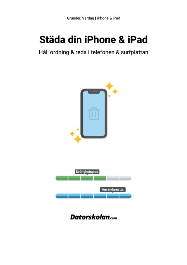 Framsidan av DigiGuiden som handlar om att städa i iPhone och iPad