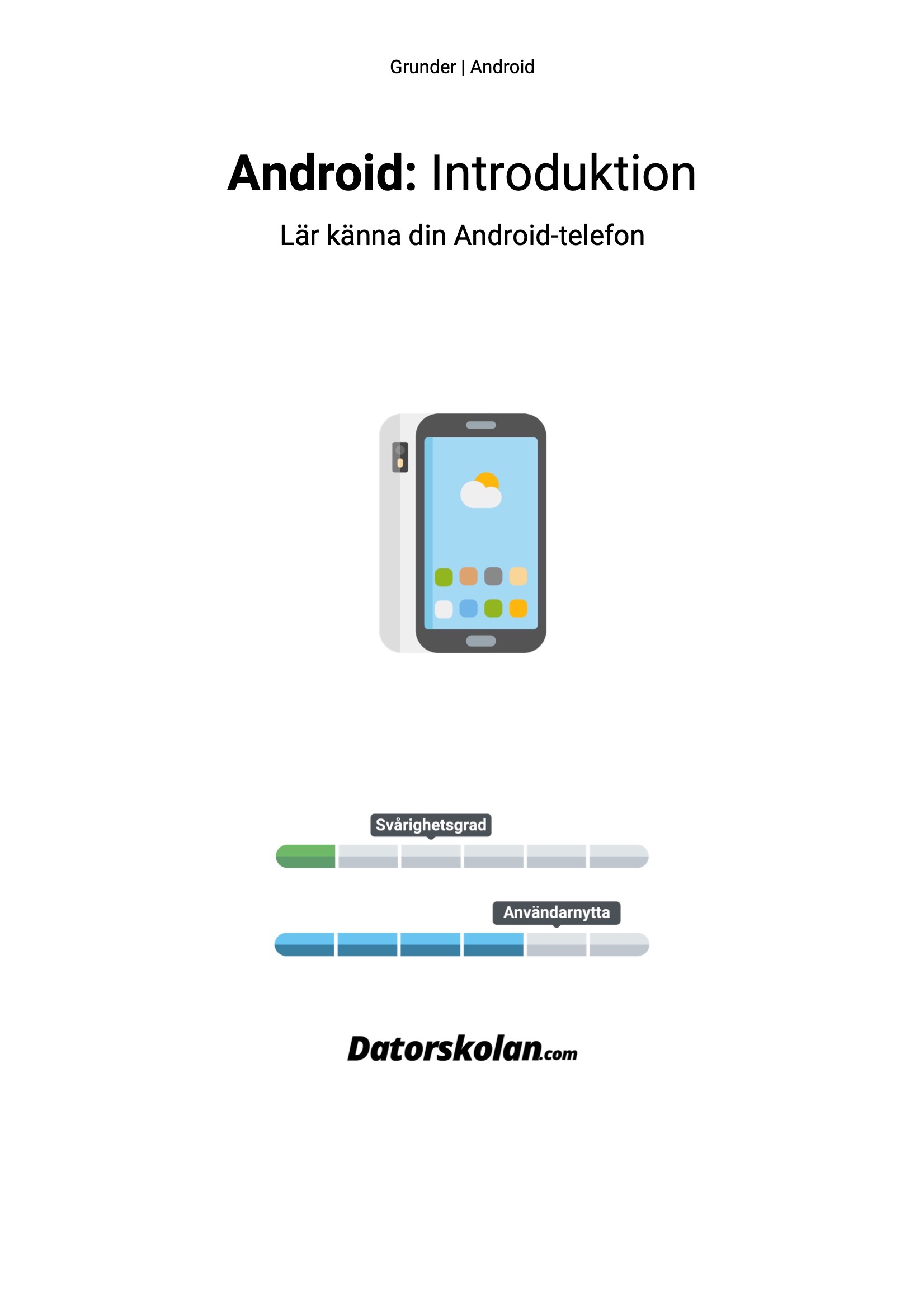Framsidan av DigiGuiden som heter “Android: Introduktion”
