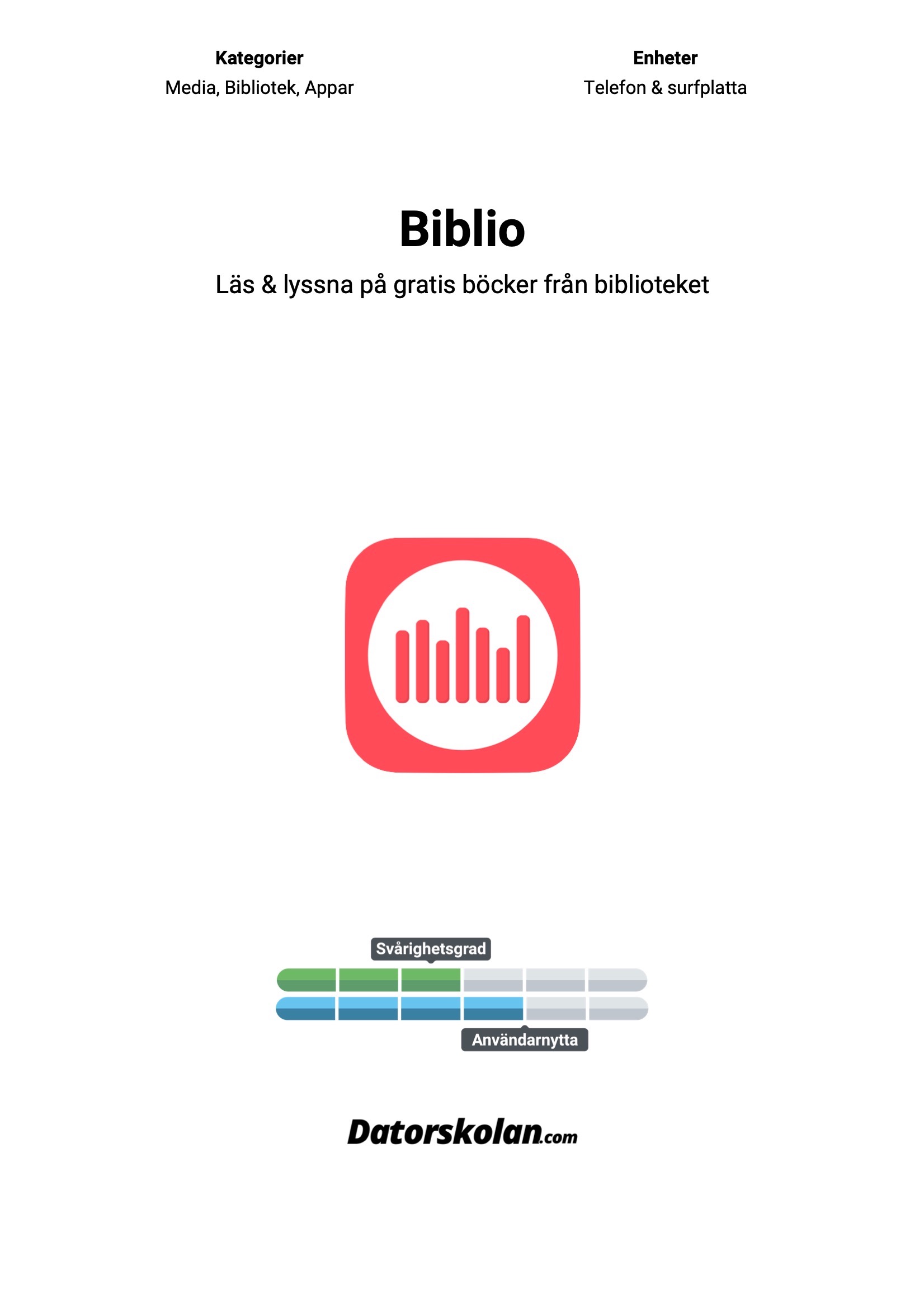 Framsidan av DigiGuiden som heter Biblio