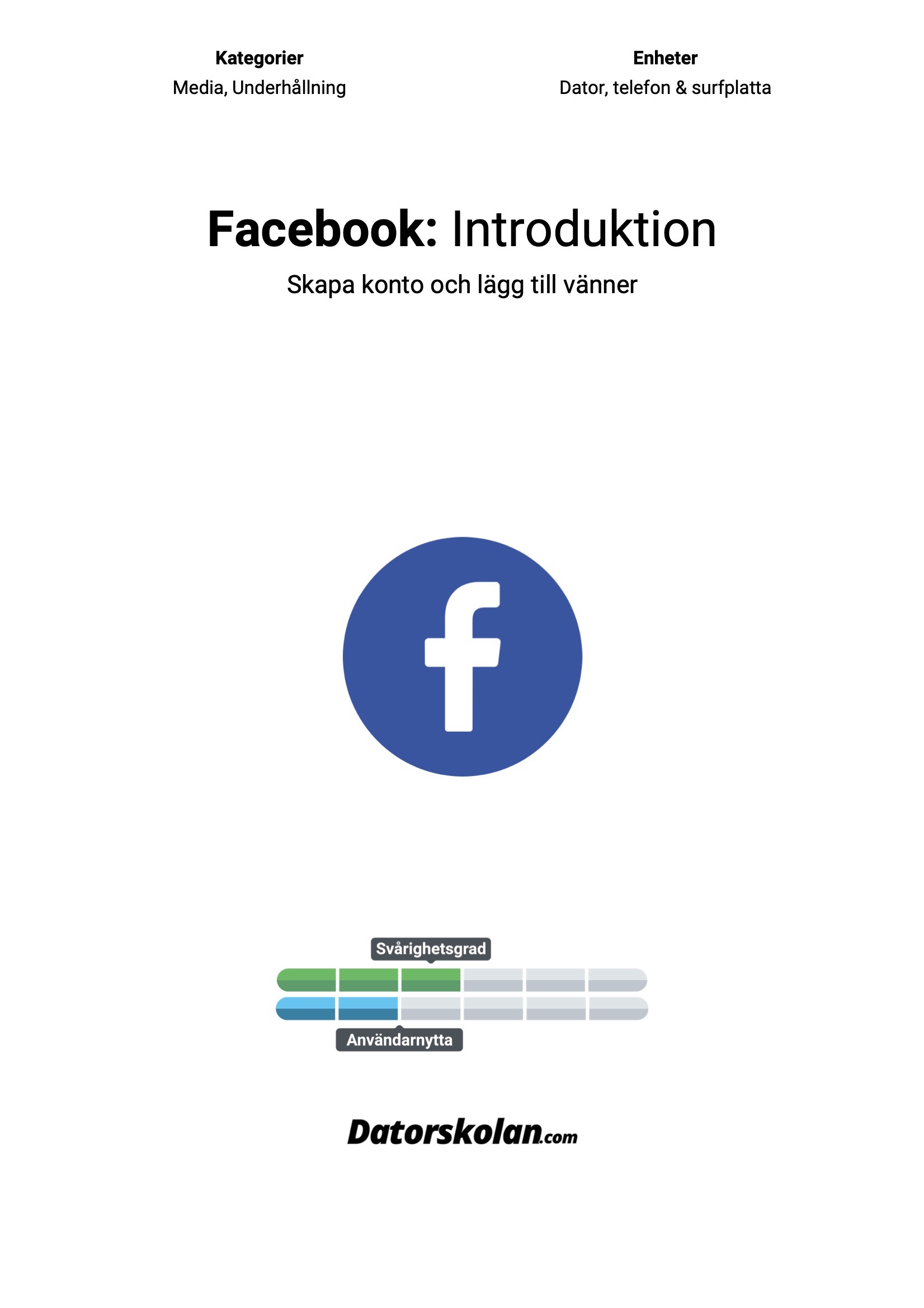 Framsidan av DigiGuiden som handlar om Facebook
