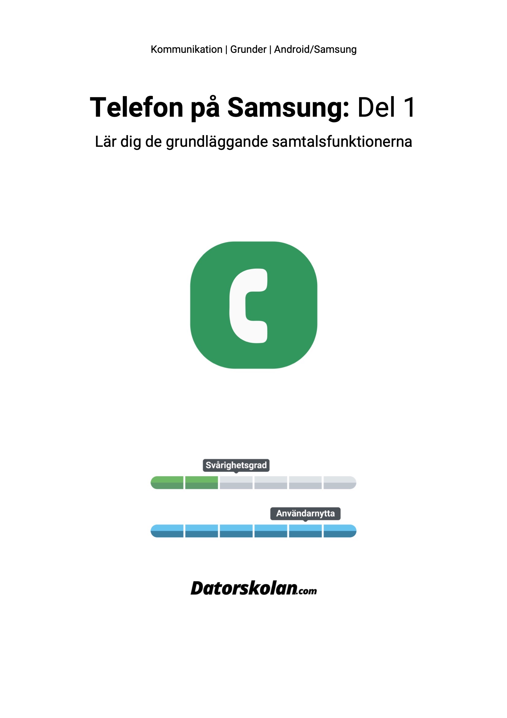 Framsidan av DigiGuiden som handlar om att ringa samtal på Samsung-telefoner
