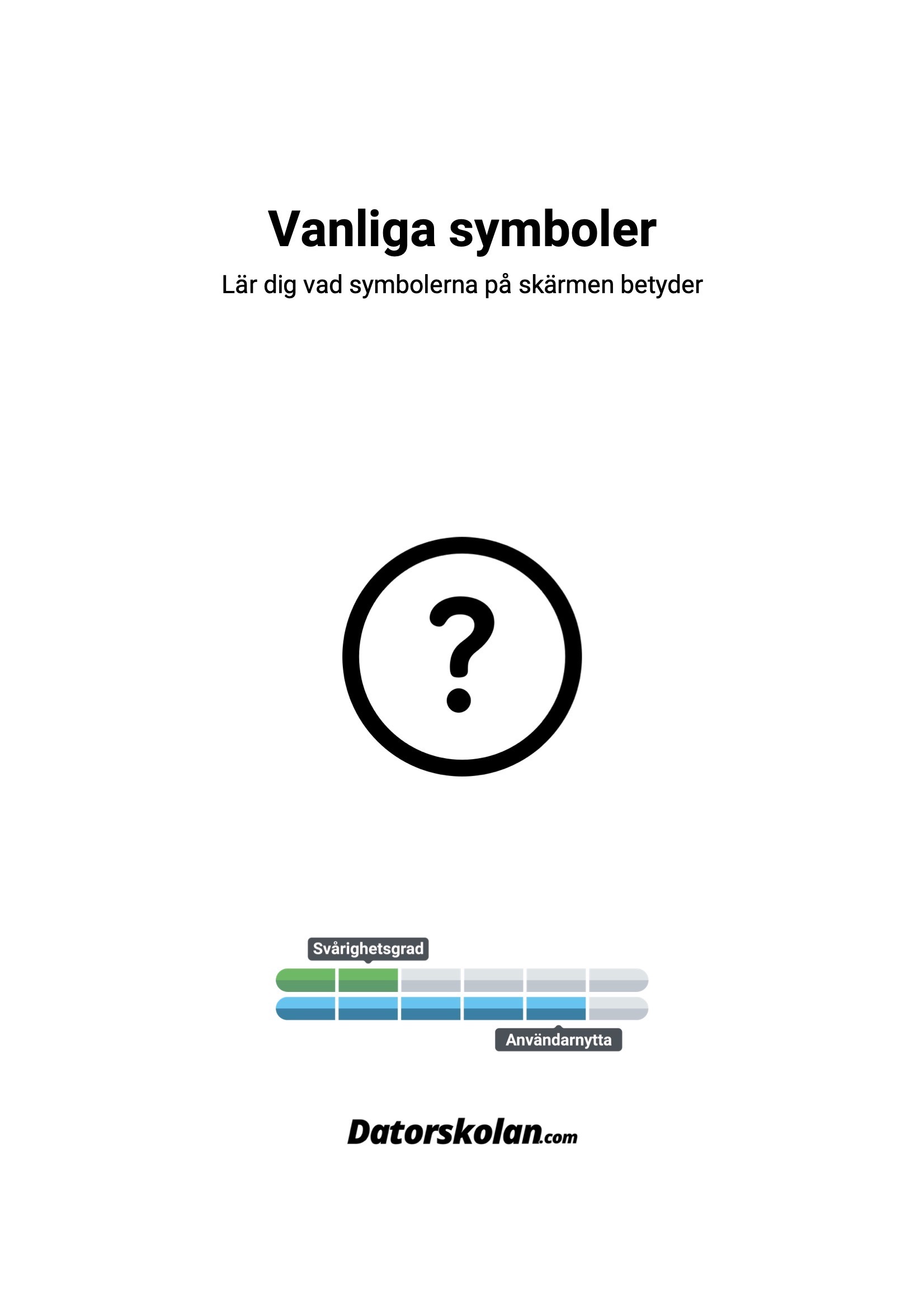 Framsidan av DigiGuiden som handlar om Vanliga symboler